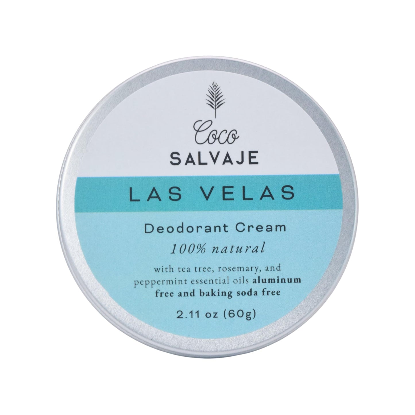 COCO SALVAJE Natural Deodorant for Women & Men | Aluminum Free Deodorant with Magnesium | Non toxic Vegan Hypoallergenic and Pregnancy Safe | Clean Organic Ingredients | 2.11oz LAS VELAS (Minty)